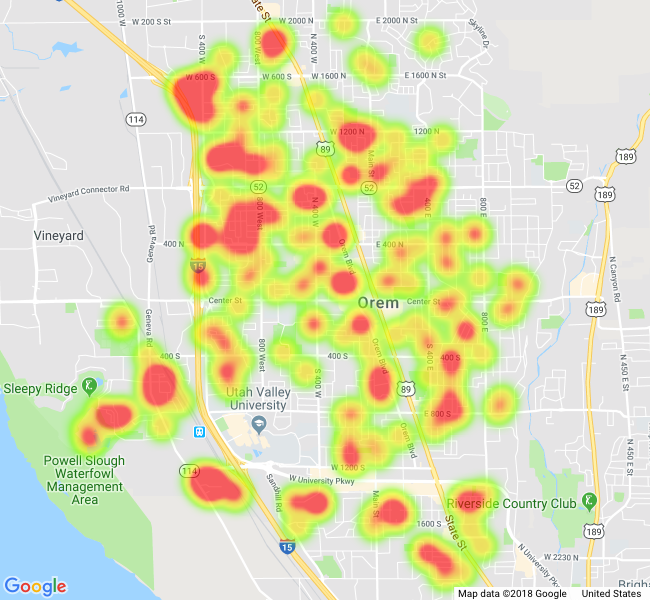 Orem Utah Real Estate Heat Map