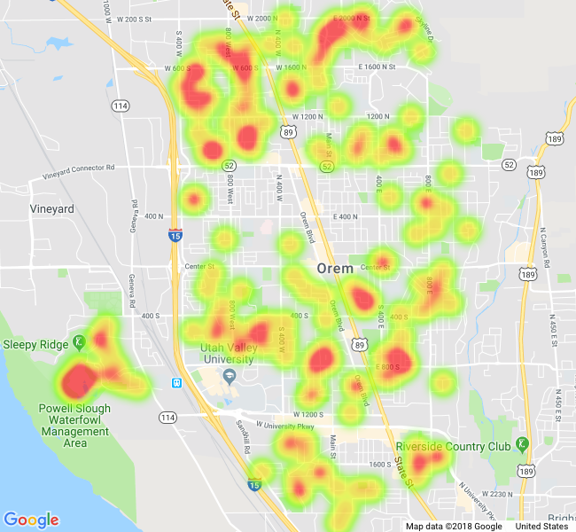 Orem Utah Real Estate Heat Map